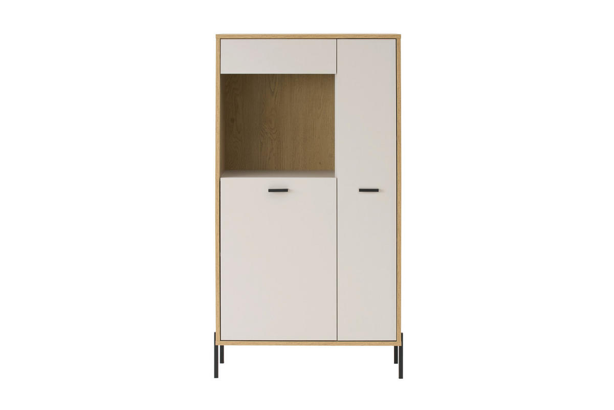 VITRINE  in Eichefarben, Kaschmir - Kaschmir/Eichefarben, Design, Glas/Holzwerkstoff (80/150/35cm) - MID.YOU
