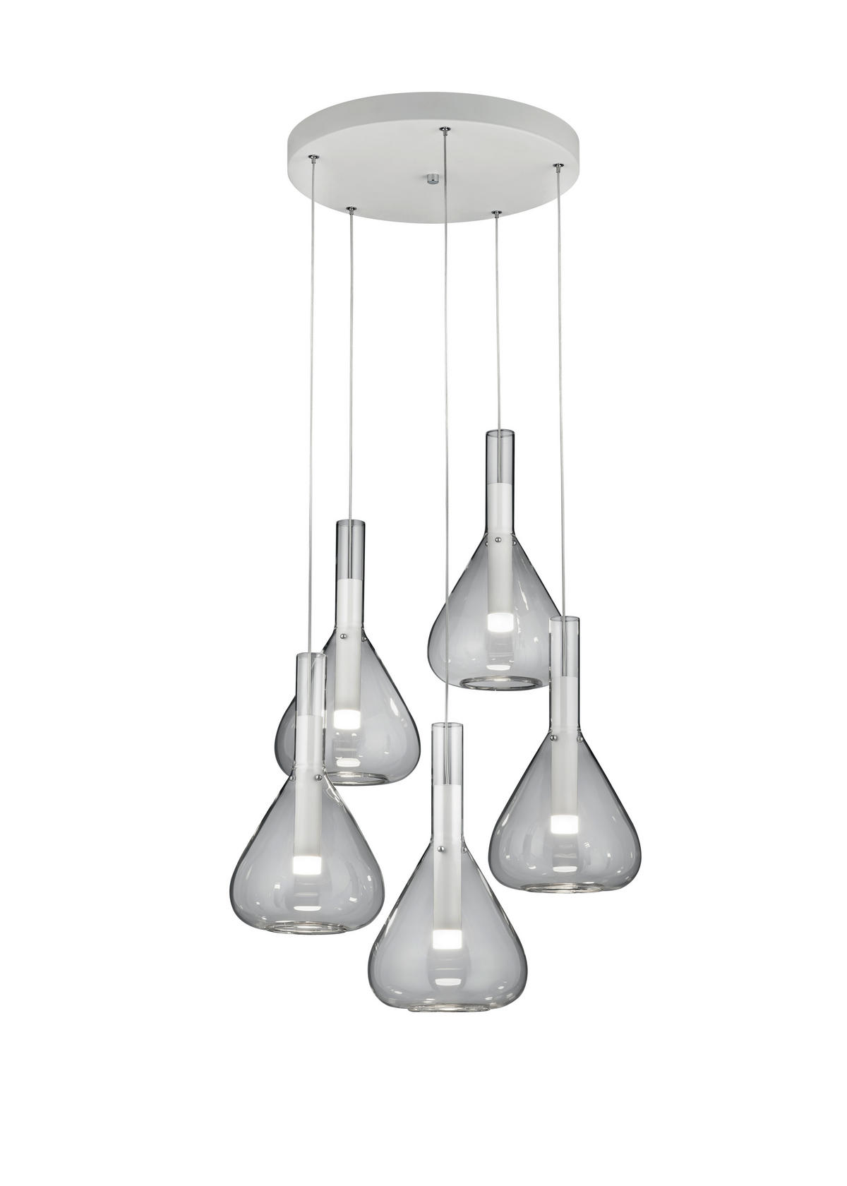 LED-HÄNGELEUCHTE 55/200 cm  - Transparent/Weiß, Design, Glas/Metall (55/200cm) - Cinque