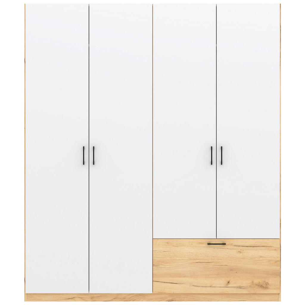 Drehtürenschrank Mit Schublade 180cm Mila Weiß/eiche Artisan