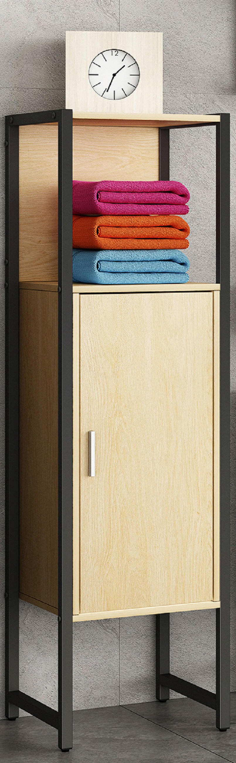 MIDISCHRANK 33/114/30 cm  - Honigeiche/Schwarz, Modern, Holzwerkstoff/Metall (33/114/30cm) - MID.YOU