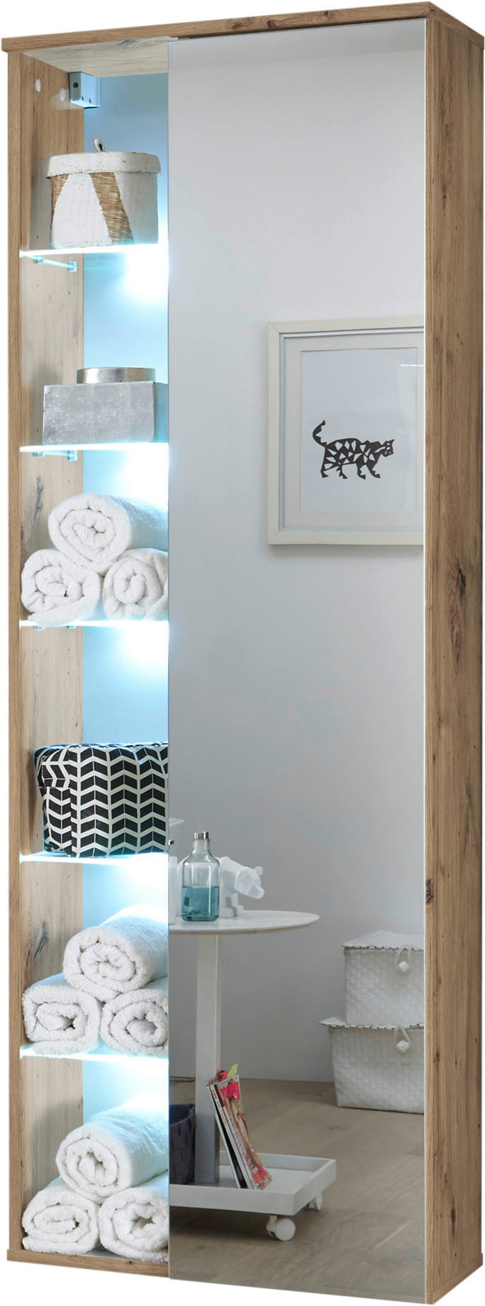 HOCHSCHRANK 55/160/30 cm  - Eichefarben, Natur, Glas/Holzwerkstoff (55/160/30cm) - Xora