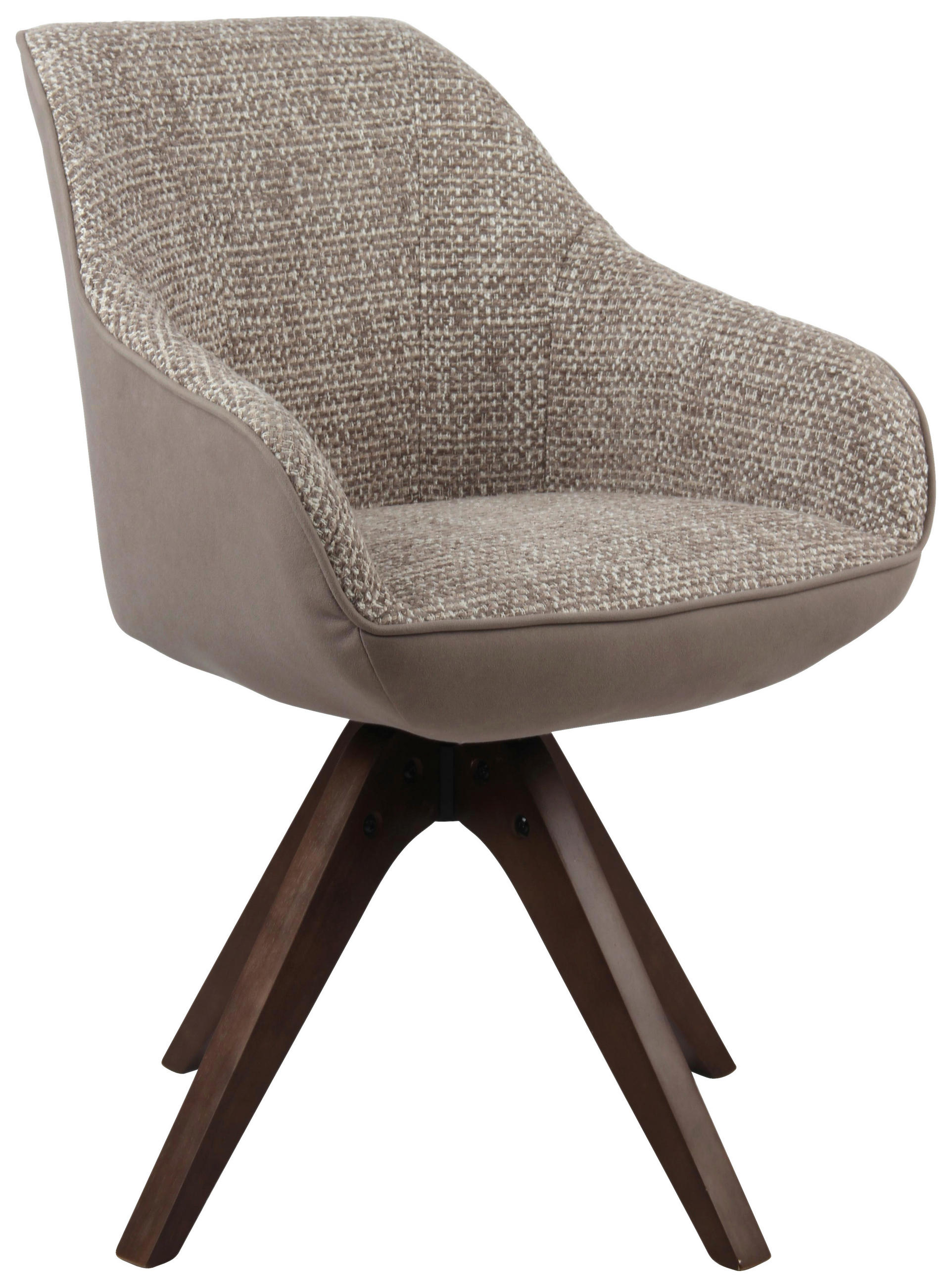 ARMLEHNSTUHL  Sitzfläche 360° drehbar Webstoff, Bouclé  Braun, Hellgrau  - Eichefarben/Hellgrau, MODERN, Holz/Textil (58/84/55cm) - Livetastic
