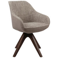 ARMLEHNSTUHL  Sitzfläche 360° drehbar Webstoff, Bouclé  Braun, Hellgrau  - Eichefarben/Hellgrau, MODERN, Holz/Textil (58/84/55cm) - Livetastic