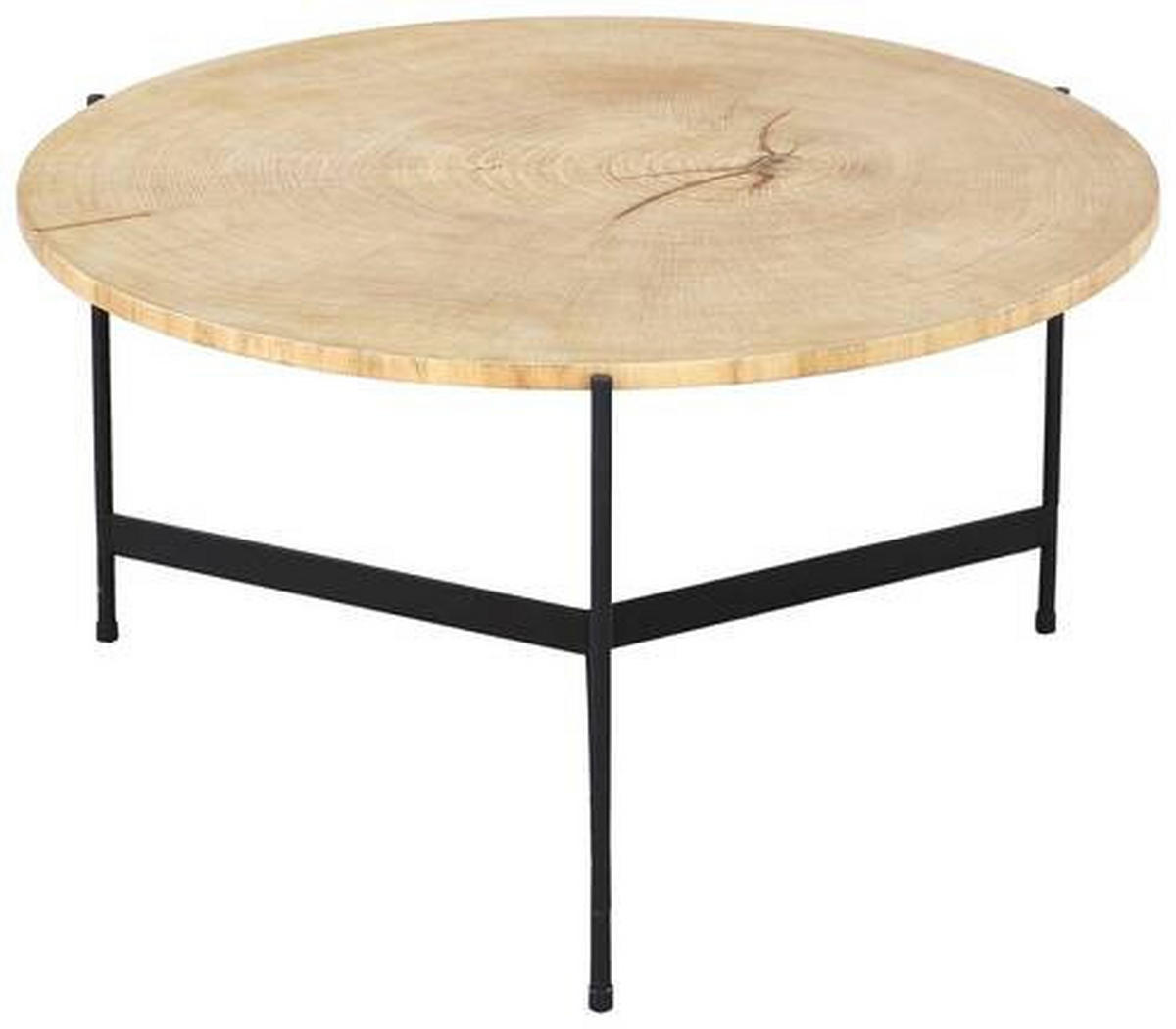 COUCHTISCH Baumscheibe Eiche furniert 70/70/38 cm rund Schwarz, Eichefarben  - Eichefarben/Schwarz, Design, Holz/Holzwerkstoff (70/70/38cm) - Waldwelt