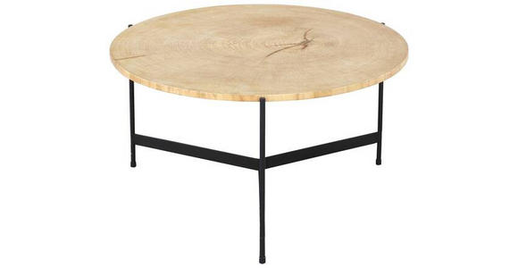 COUCHTISCH Baumscheibe Eiche furniert 70/70/38 cm rund Schwarz, Eichefarben - Eichefarben/Schwarz, Design, Holz/Holzwerkstoff (70/70/38cm) - Waldwelt