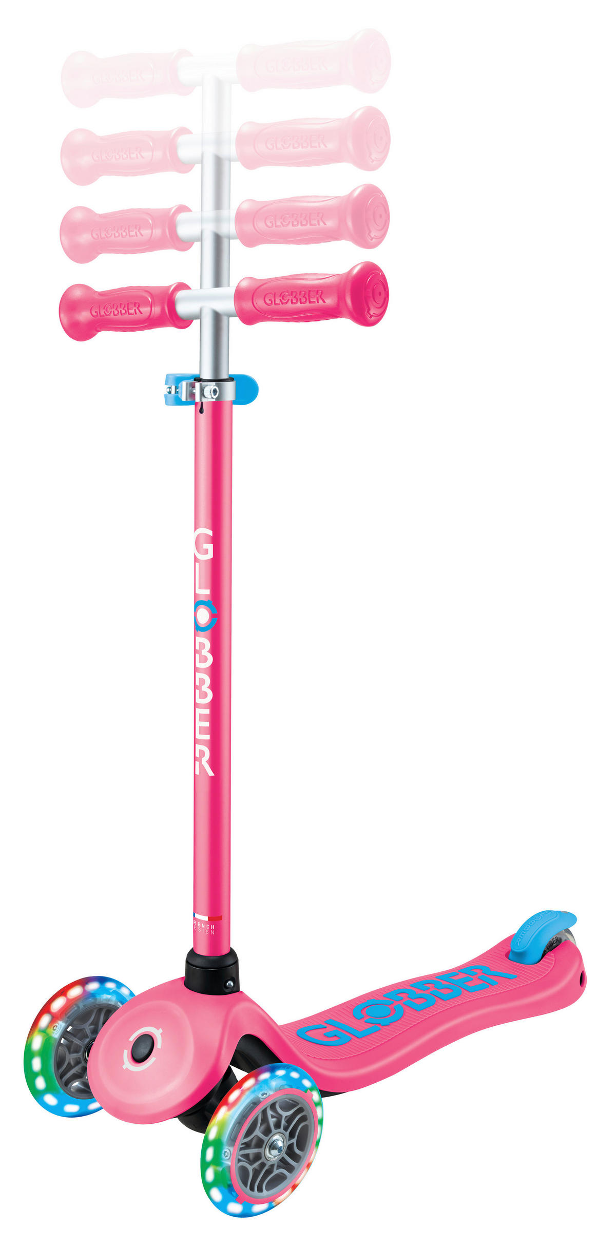 KINDERSCOOTER PRIMO PLUS LIGHTS  - Fuchsia, Basics, Kunststoff (57.5/28/82,5cm) - GLOBBER