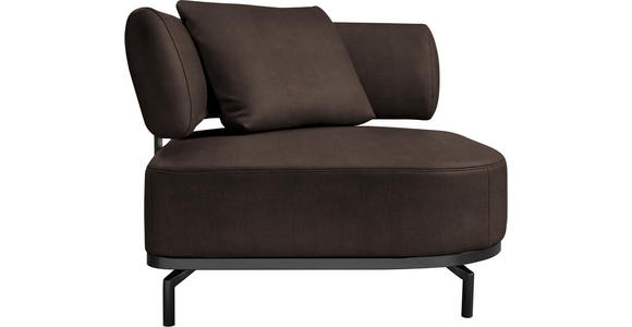 SESSEL Echtleder Dunkelbraun    - Dunkelbraun/Schwarz, Design, Leder/Metall (98/85/98cm) - Dieter Knoll