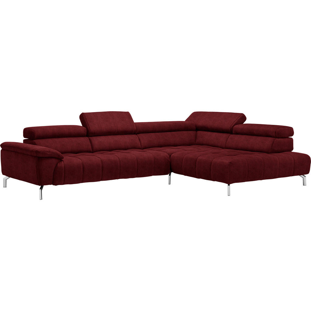 Thumbnail - Beldomo Style Ecksofa, Rot, Bordeaux, Textil, Uni, 4-5-Sitzer, Ottomane rechts, L-Form, 323x222 cm, Goldenes M, erweiter...