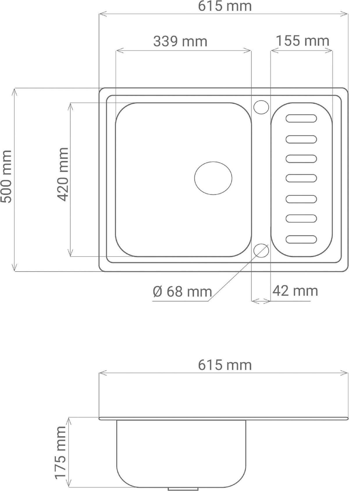 DŘEZ - barvy nerez oceli, Basics, kov (61,5/17,5/50cm) - Respekta