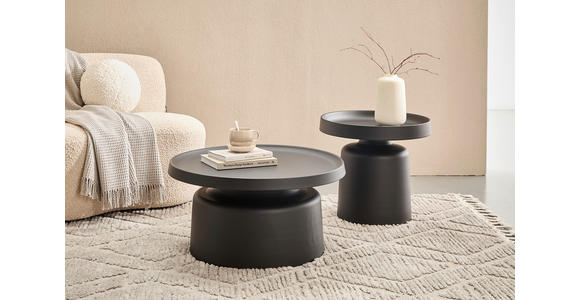 BEISTELLTISCH 50/50/44,5 cm Schwarz rund  - Schwarz, Design, Metall (50/50/44,5cm) - Landscape