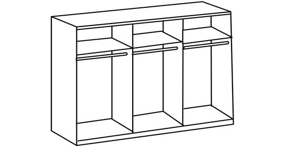 SCHWEBETÜRENSCHRANK in Graphitfarben, Weiß - Eichefarben/Silberfarben, Design, Holzwerkstoff/Metall (270/210/65cm) - Carryhome