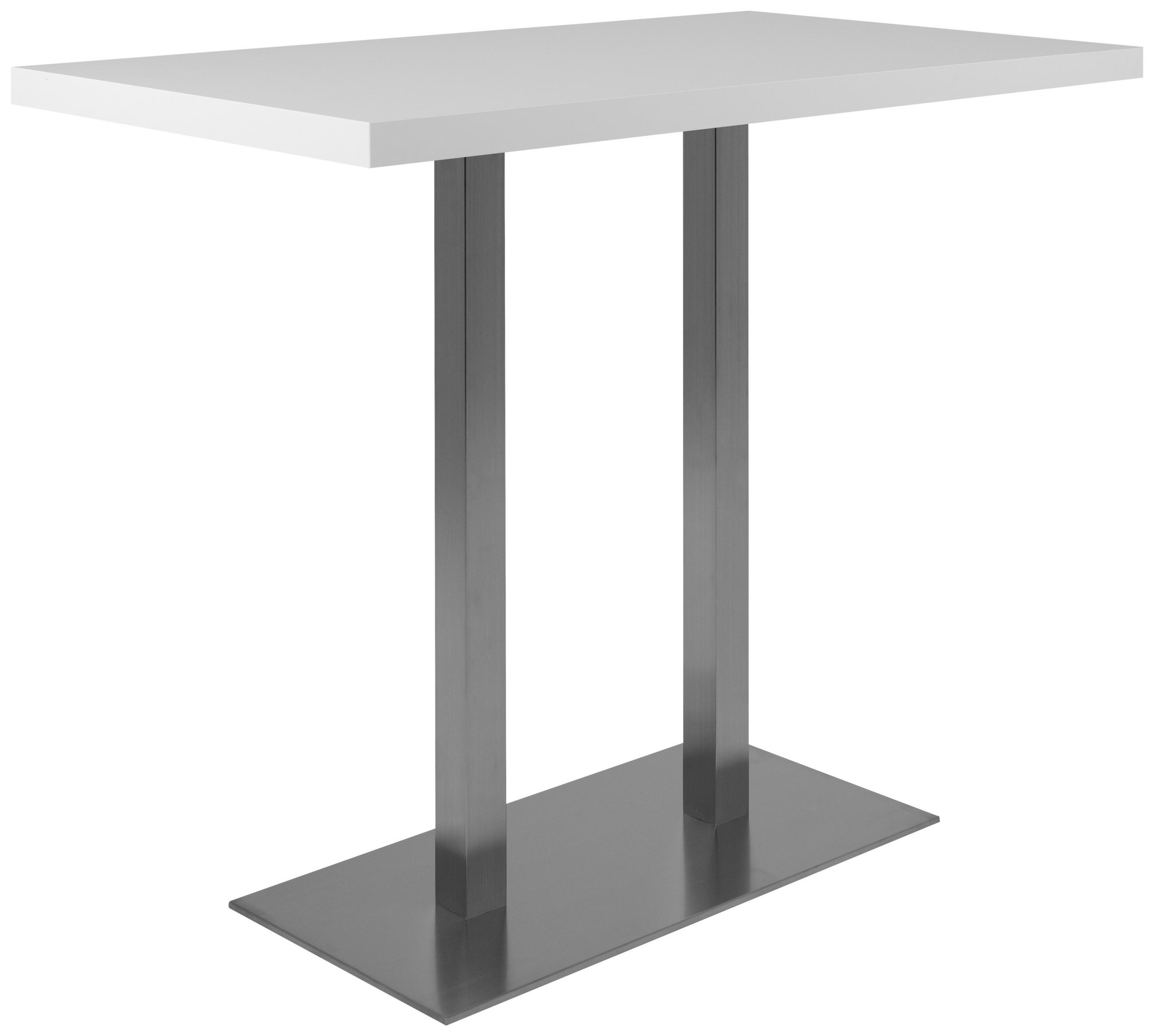 BARTISCH rechteckig Weiß, Edelstahlfarben - Edelstahlfarben/Weiß, Design, Metall (120/70/105cm) - MID.YOU