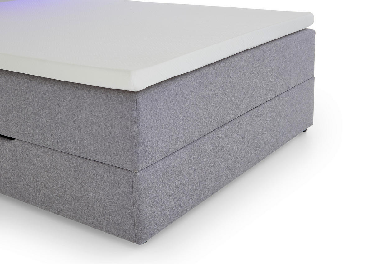 BOXSPRINGBETT 120/200 cm  in Hellgrau  - Hellgrau/Schwarz, Design, Holz/Textil (120/200cm) - Xora