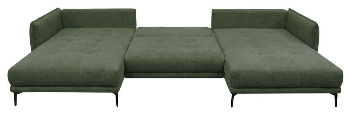 WOHNLANDSCHAFT LAGACY U in Flachgewebe Grün  - Schwarz/Grün, Design, Textil/Metall (193/368/193cm) - MID.YOU