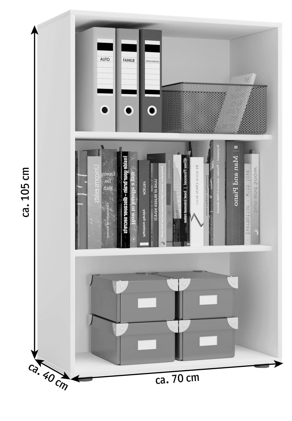 AKTENREGAL 70/105/37 cm  - Weiss/Schwarz, Basics, Holzwerkstoff/Kunststoff (70/105/37cm) - P & B