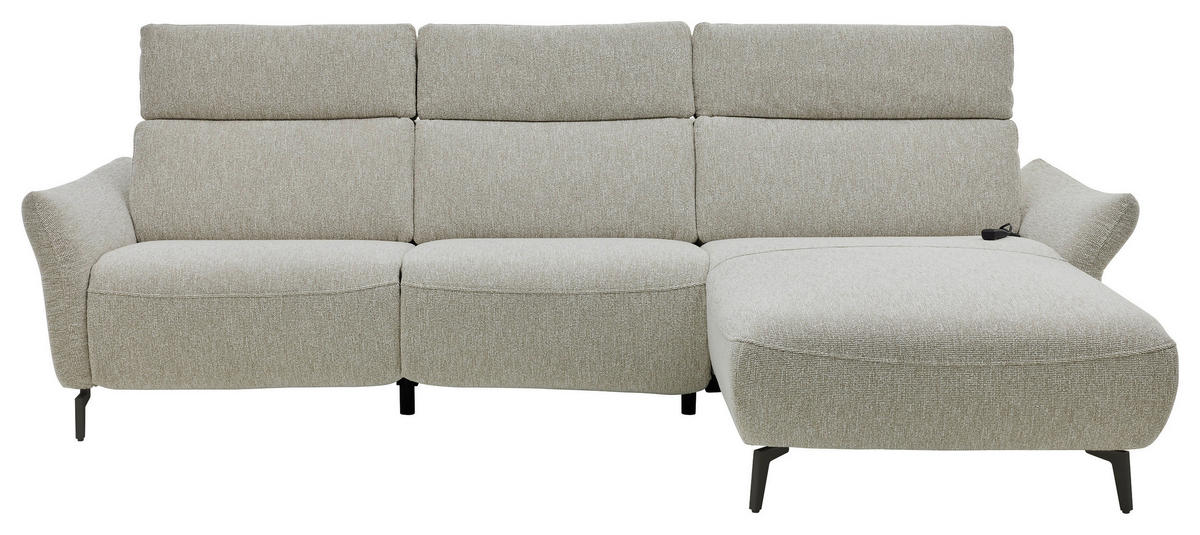 ECKSOFA Musterring Naturfarben Webstoff  - Schwarz/Naturfarben, Design, Textil/Metall (275/177cm) - Musterring