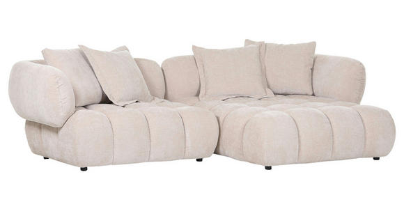 ECKSOFA Beige Flachgewebe  - Beige/Schwarz, KONVENTIONELL, Kunststoff/Textil (262/156cm) - Carryhome