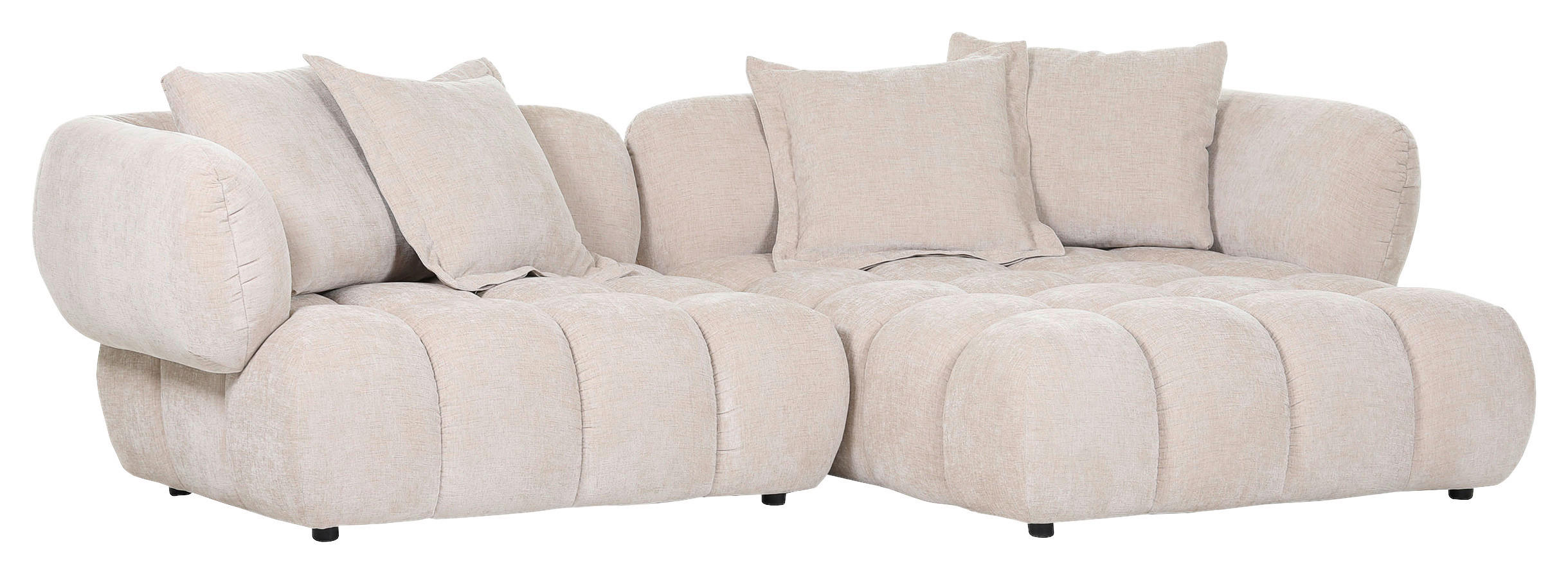 ECKSOFA in Flachgewebe Beige  - Beige/Schwarz, Konventionell, Kunststoff/Textil (262/156cm) - Carryhome