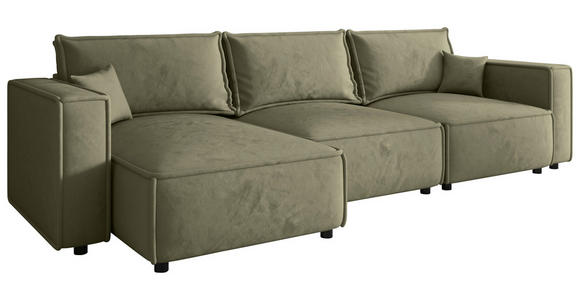 ECKSOFA Olivgrün Webstoff Zierkissen, Rückenkissen, Rücken echt  - Schwarz/Olivgrün, MODERN, Kunststoff/Textil (153/350cm) - Xora