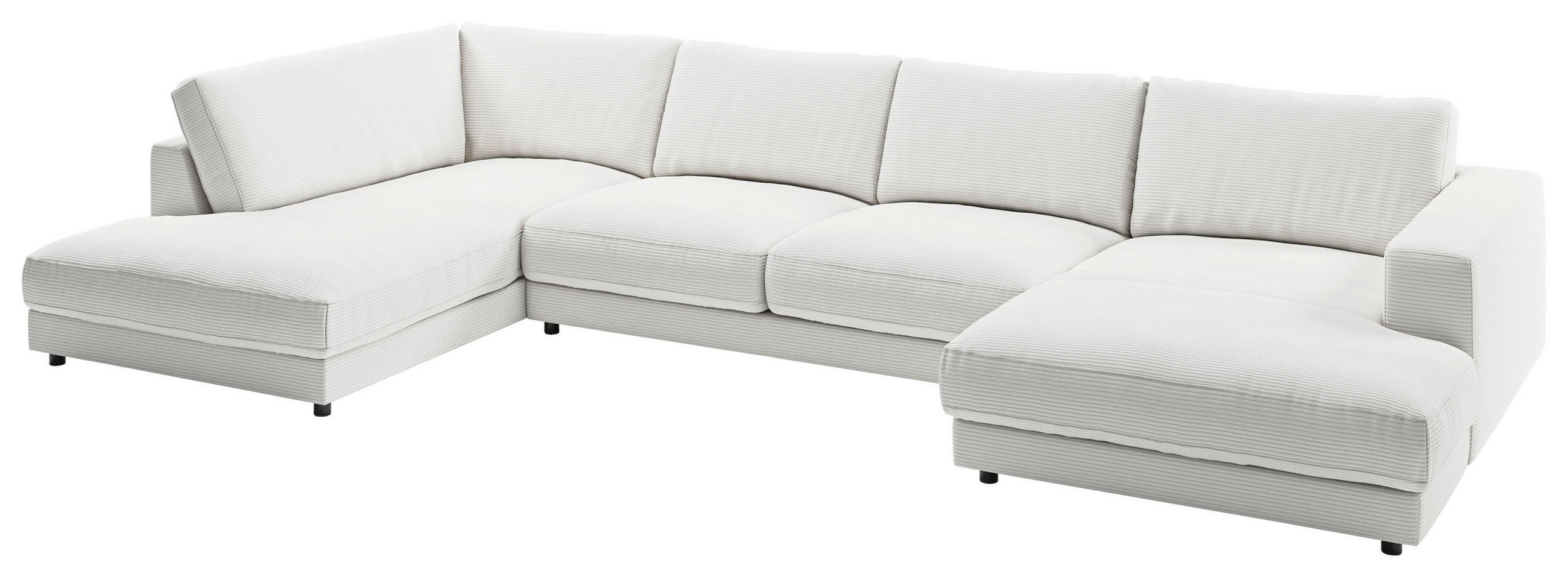 WOHNLANDSCHAFT Weiß Cord  - Schwarz/Weiß, Design, Kunststoff/Textil (224/425/190cm) - Pure Home Lifestyle