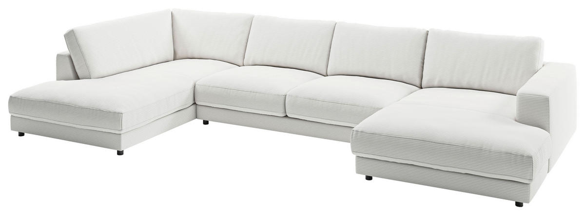 WOHNLANDSCHAFT in Cord Weiss  - Weiss/Schwarz, Design, Kunststoff/Textil (224/425/190cm) - Pure Home Lifestyle
