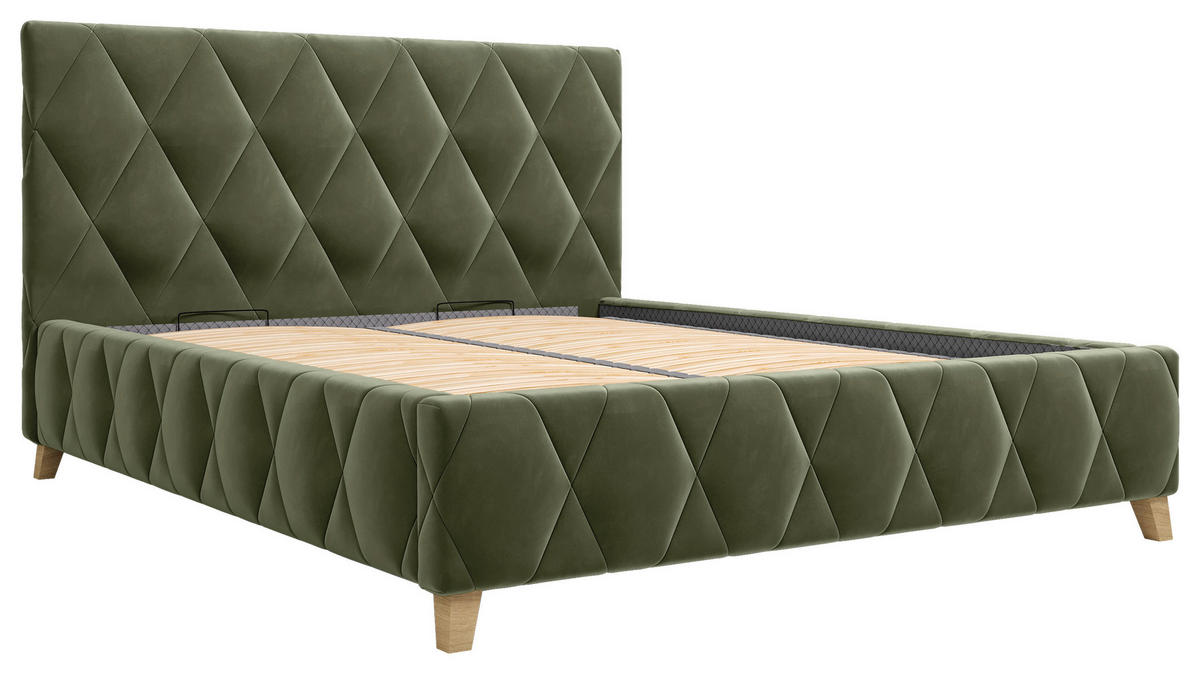 POLSTERBETT 180/200 cm  in Olivgrün  - Olivgrün, Modern, Holz/Holzwerkstoff (180/200cm) - MID.YOU