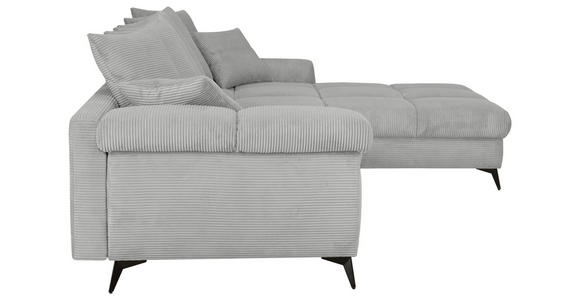 ECKSOFA Hellgrau Cord Rückenkissen, Armlehnenkissen, Rücken echt  - Hellgrau/Schwarz, KONVENTIONELL, Textil/Metall (332/231cm) - Carryhome