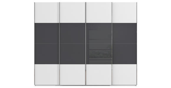 SCHWEBETÜRENSCHRANK  in Schwarz, Weiß  - Chromfarben/Schwarz, KONVENTIONELL, Glas/Holzwerkstoff (271/223/68cm) - Novel