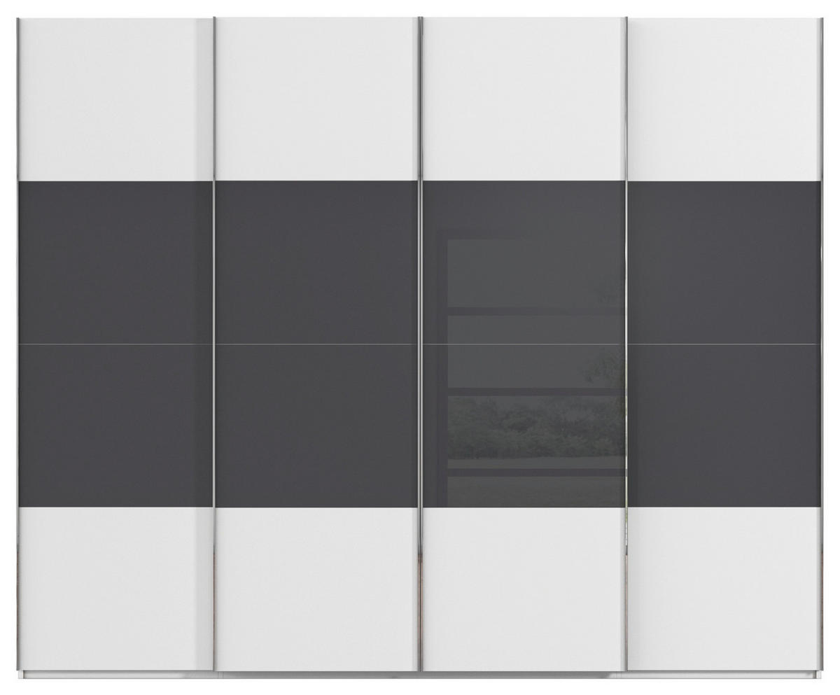 SCHWEBETÜRENSCHRANK 271/235/68 cm 4-türig Schwarz, Weiß  - Chromfarben/Schwarz, KONVENTIONELL, Glas/Holzwerkstoff (271/235/68cm) - Novel