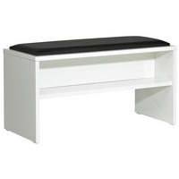 SITZBANK Universelle Einzelmöbel  in 90,2/48,3/40,2 cm  - Weiß Hochglanz/Schwarz, Basics, Holzwerkstoff/Textil (90,2/48,3/40,2cm) - Sadena