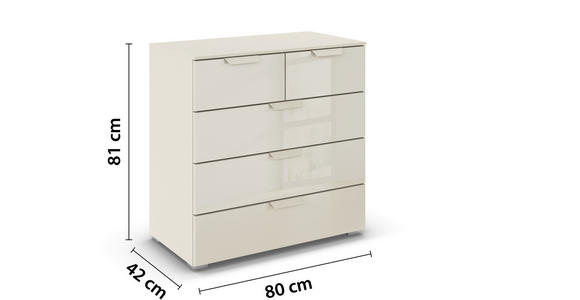 KOMMODE in 80/81/42 cm - Champagner, Design, Glas/Holzwerkstoff (80/81/42cm) - Carryhome