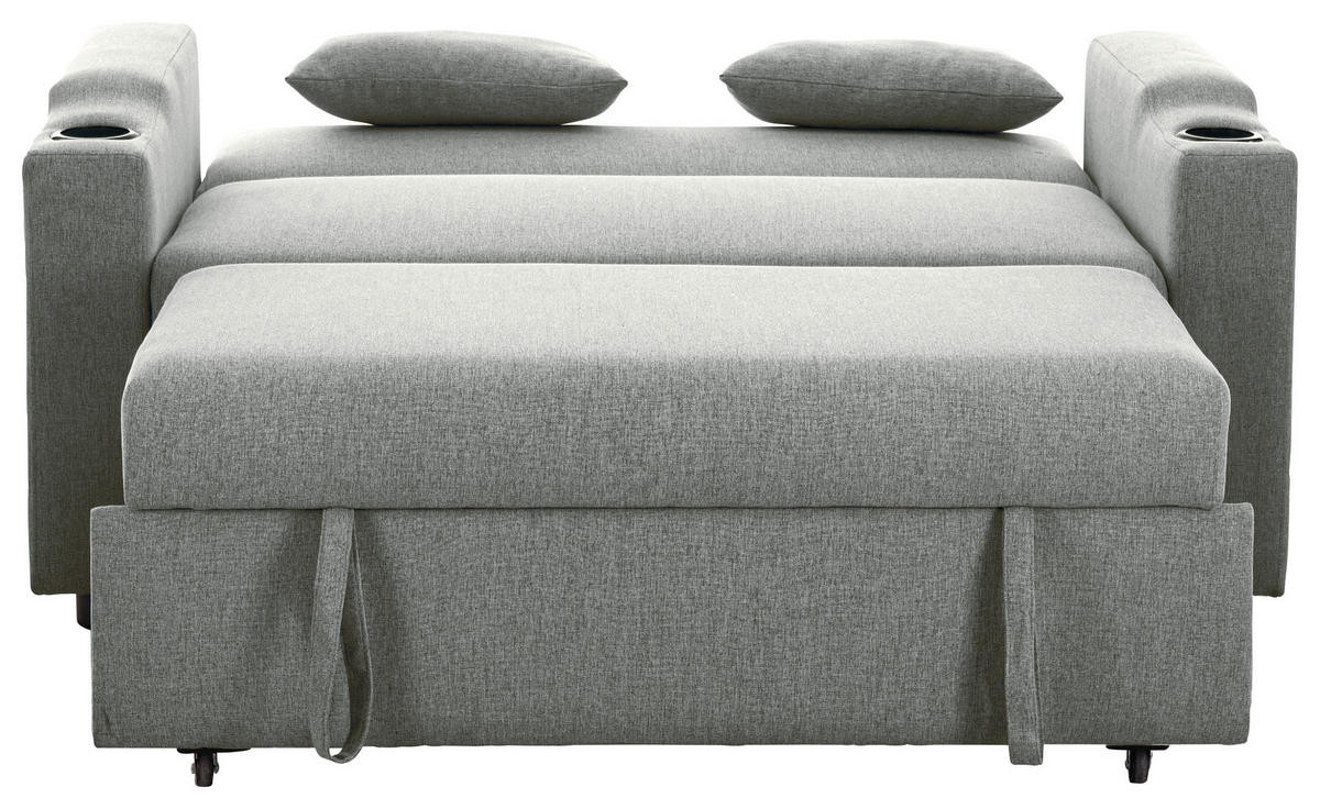SCHLAFSOFA in Leinenoptik Dunkelgrau  - Dunkelgrau/Schwarz, Basics, Kunststoff/Textil (150/91/85cm) - P & B