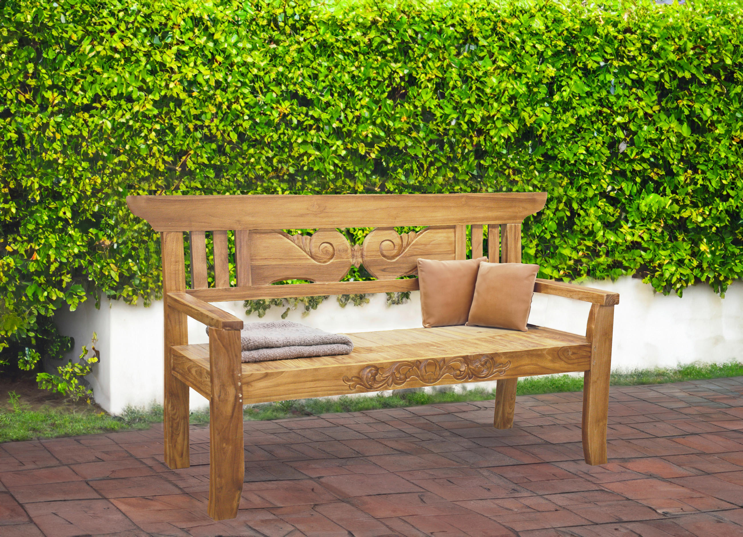 GARTENBANK 163,5/97/61 cm Teakholz   - Braun, Basics, Holz (163,5/97/61cm) - Gardenson