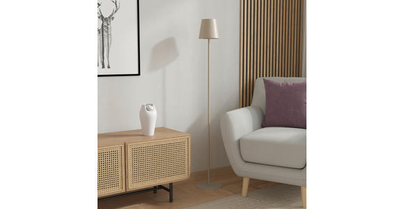 AKKU-STEHLEUCHTE 22/130 cm    - Sandfarben, Design, Kunststoff/Metall (22/130cm) - Novel