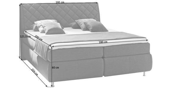BOXSPRINGBETT 180/200 cm in Rot - Rot/Alufarben, KONVENTIONELL, Textil (180/200cm) - Dieter Knoll