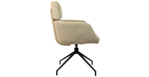 ARMLEHNSTUHL  Sitzfläche 360° drehbar Webstoff  - Graubraun/Schwarz, Design, Textil/Metall (62/92/66cm) - Dieter Knoll
