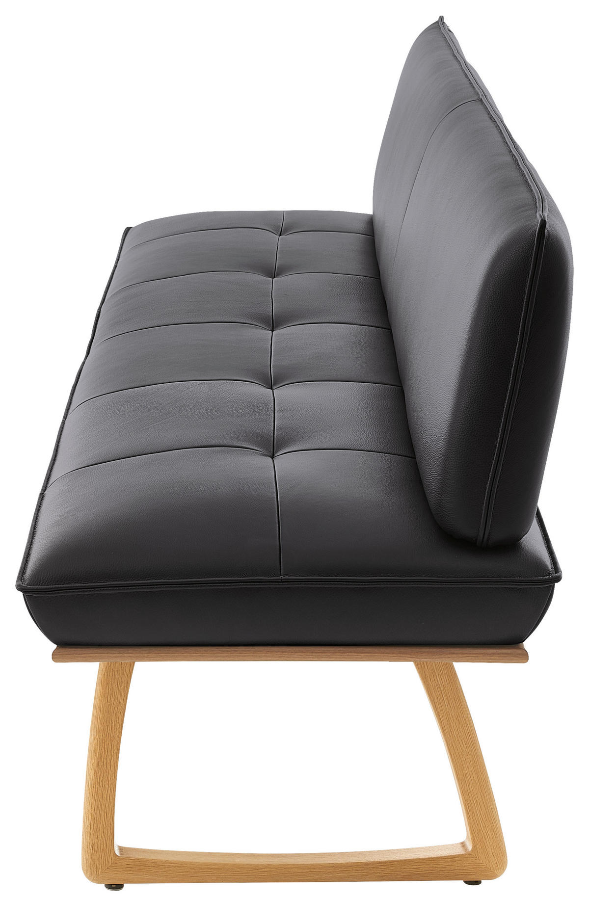SITZBANK 214/88/66 cm Echtleder Schwarz, Wildeiche Wildeiche furniert, massiv Holz  - Wildeiche/Eichefarben, Design, Leder/Holz (214/88/66cm) - Koinor