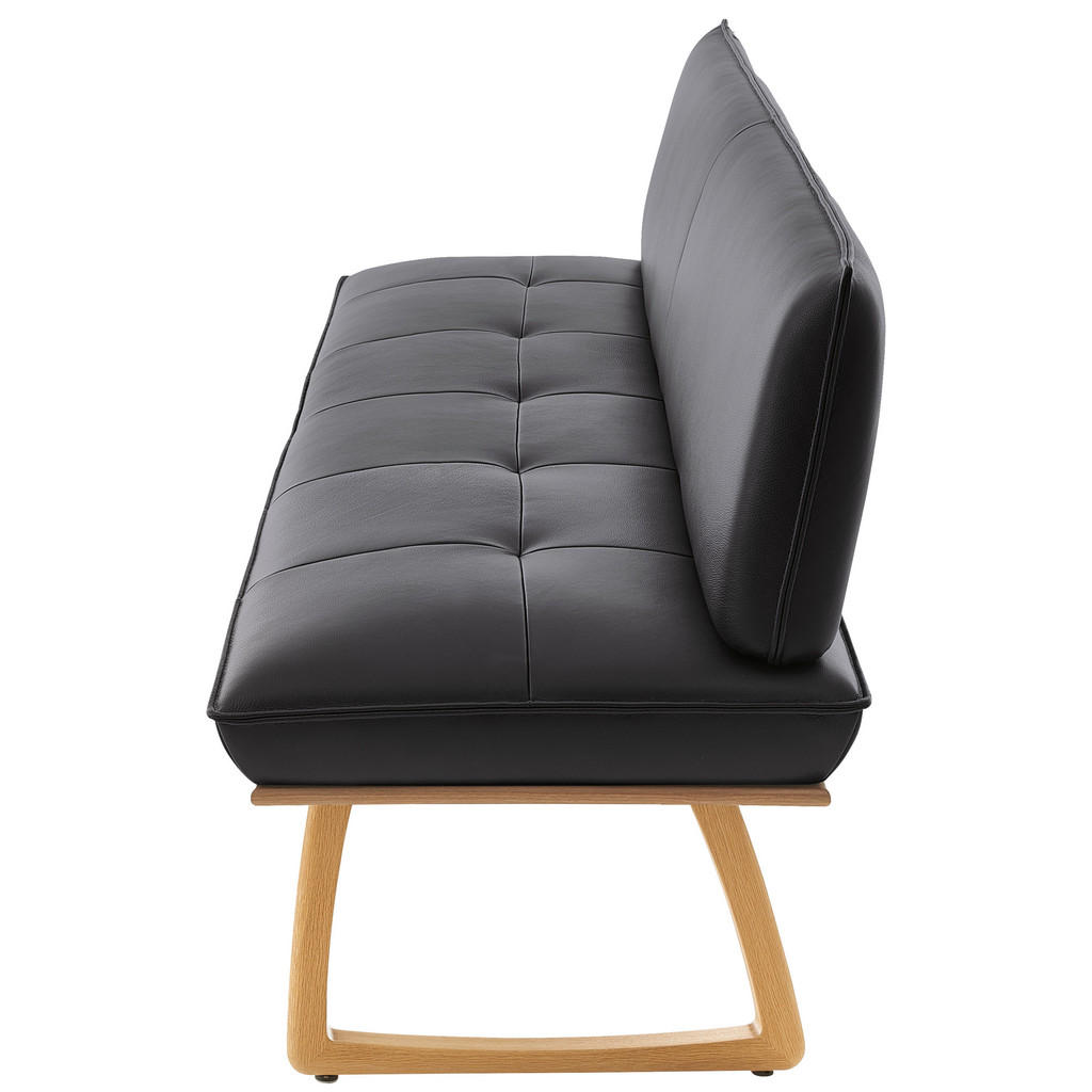 Thumbnail - Koinor Sitzbank, Schwarz, Wildeiche, Holz, Leder, Echtleder, Büffelleder, Wildeiche, furniert, massiv, 3-Sitzer, 214x88x...