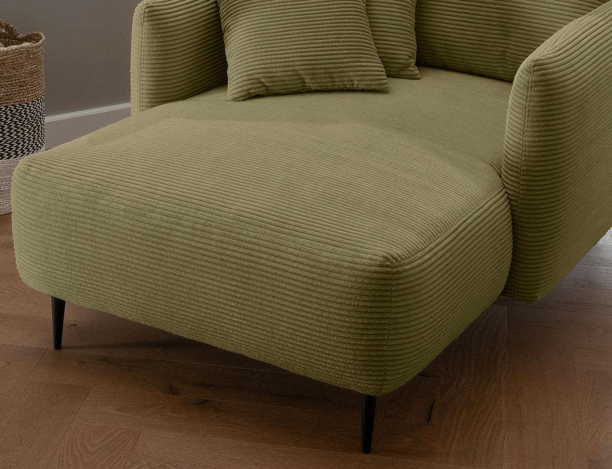 XXL-SESSEL in Cord Olivgrün  - Schwarz/Olivgrün, Design, Textil/Metall (112/95/158cm) - Livetastic