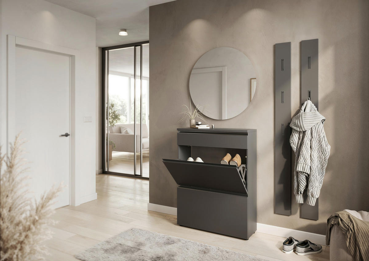 SCHUHSCHRANK GW-BLADONE  in 80/107/29 cm  - Graphitfarben/Schwarz, Design, Holzwerkstoff/Kunststoff (80/107/29cm) - MID.YOU