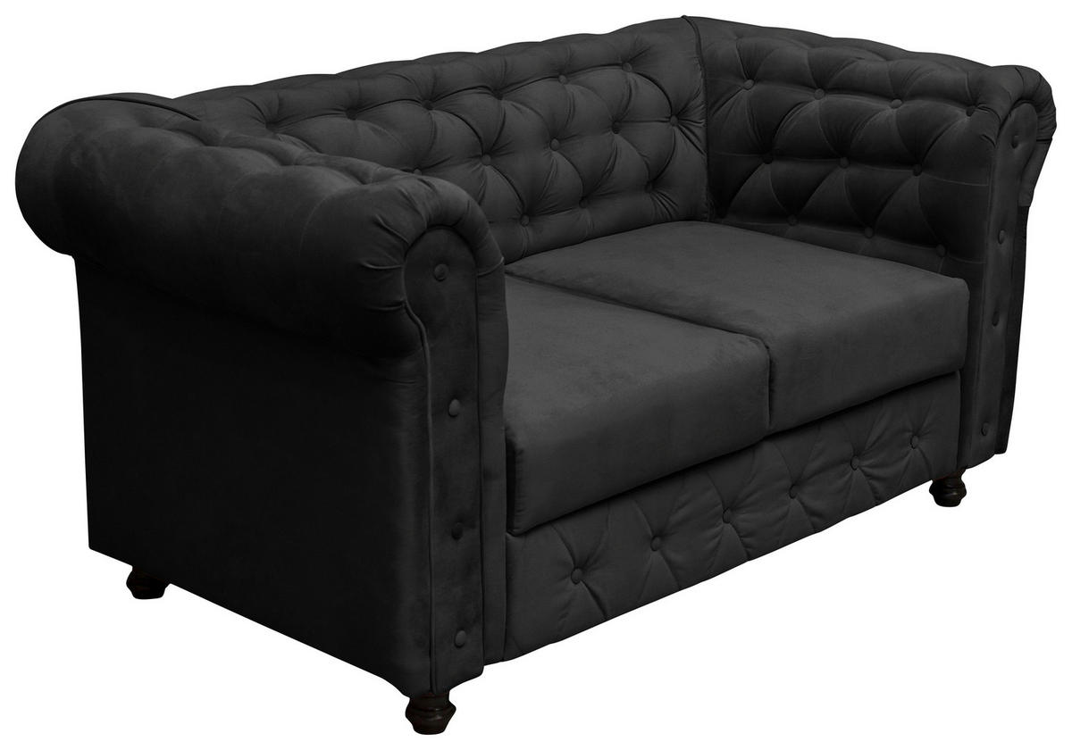 CHESTERFIELD-SOFA in Samt Anthrazit  - Wengefarben/Anthrazit, Basics, Holz/Textil (168/80/90cm) - P & B