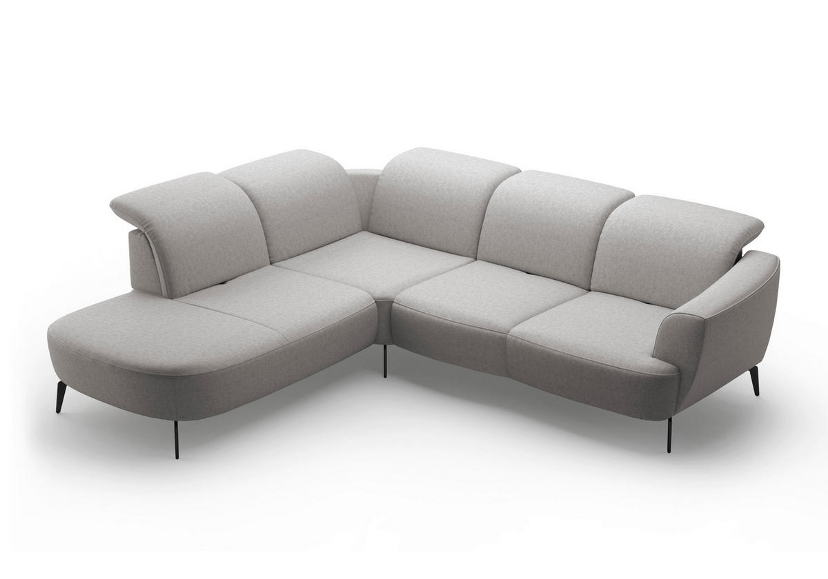 ECKSOFA in Flachgewebe Hellgrau  267/300 cm  - Hellgrau/Schwarz, KONVENTIONELL, Textil/Metall (267/300cm) - Sit & More