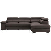 ECKSOFA in Echtleder Dunkelbraun  - Dunkelbraun/Schwarz, Design, Leder/Metall (268/213cm) - Stylife