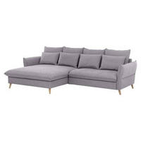ECKSCHLAFSOFA in Hellgrau  - Buchefarben/Hellgrau, Design, Holz/Textil (170/274cm) - Livetastic