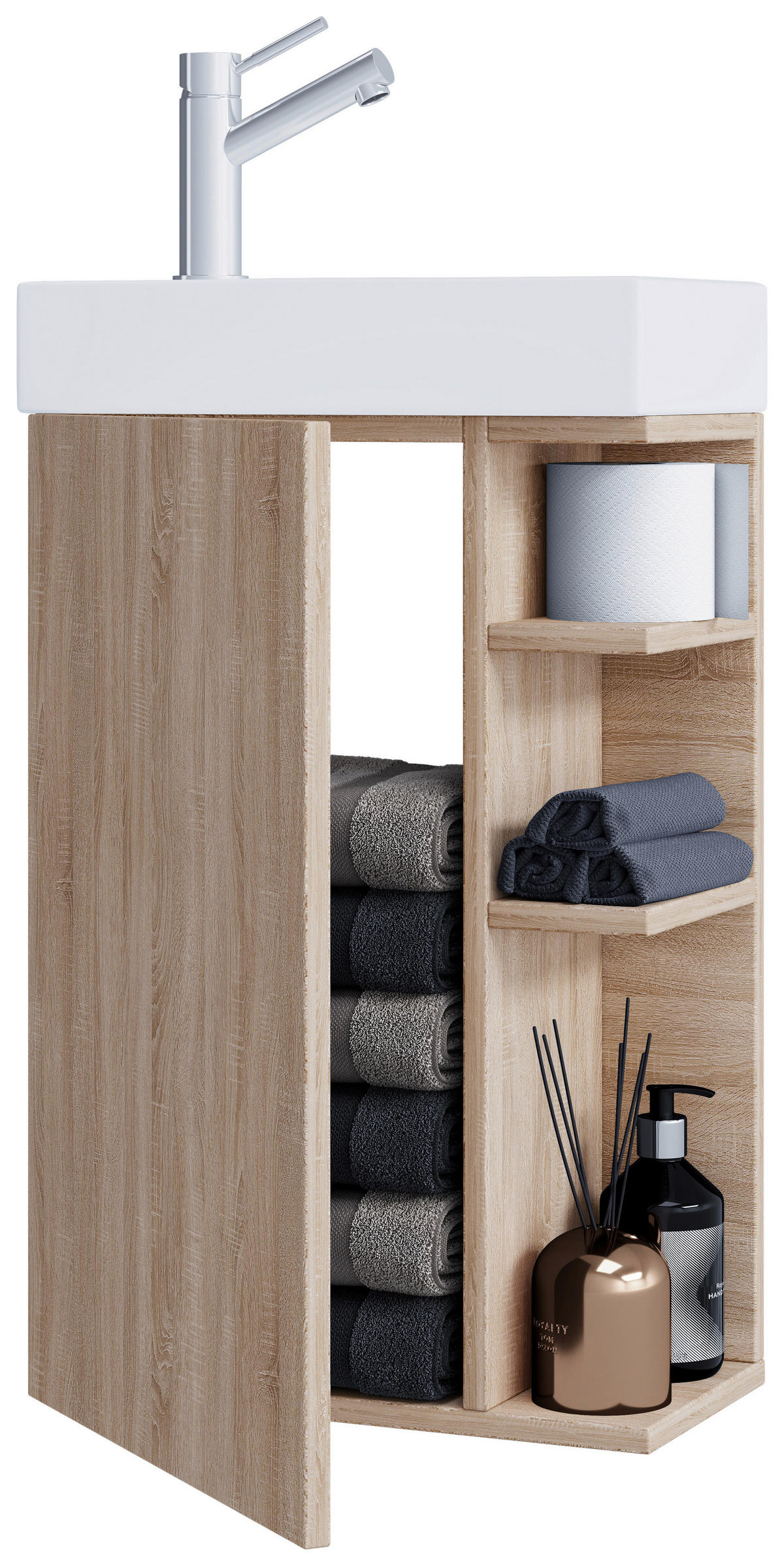 WASCHTISCHKOMBI 40 cm  - Weiss/Sonoma Eiche, Modern, Keramik/Holzwerkstoff (40cm) - MID.YOU