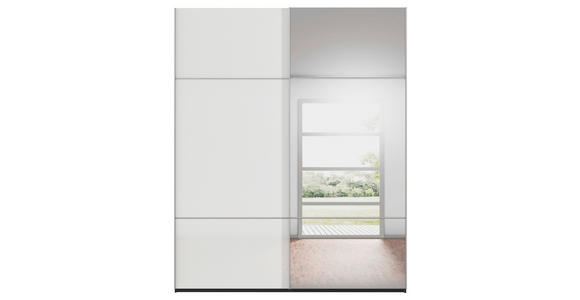 SCHWEBETÜRENSCHRANK 181/223/68 cm 2-türig Schwarz, Weiß  - Alufarben/Schwarz, KONVENTIONELL, Glas/Holzwerkstoff (181/223/68cm) - Novel