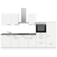 KÜCHENLEERBLOCK 330 cm   in Weiß, Schieferfarben  - Schieferfarben/Edelstahlfarben, MODERN, Holzwerkstoff/Metall (330cm) - Nobilia