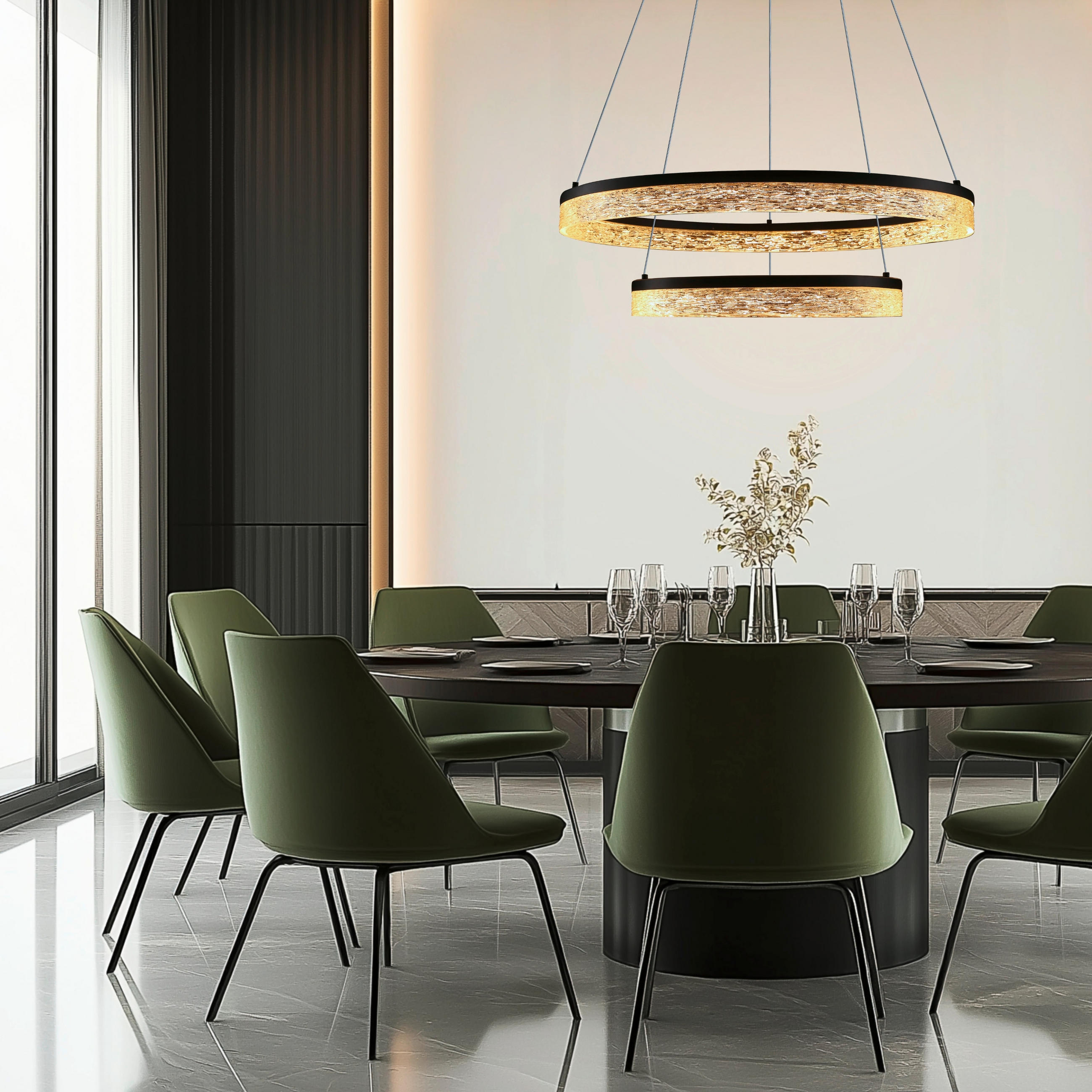 LED-PENDELLEUCHTE 60/60/120 cm  - Transparent/Schwarz, Design, Kunststoff/Metall (60/60/120cm)