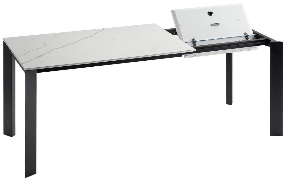 ESSTISCH Schwarz, Weiß rechteckig  ausziehbar, in verschiedenen Größen erhältlich  - Schwarz/Weiß, Design, Keramik/Metall (120-180/80/75cm) - home24