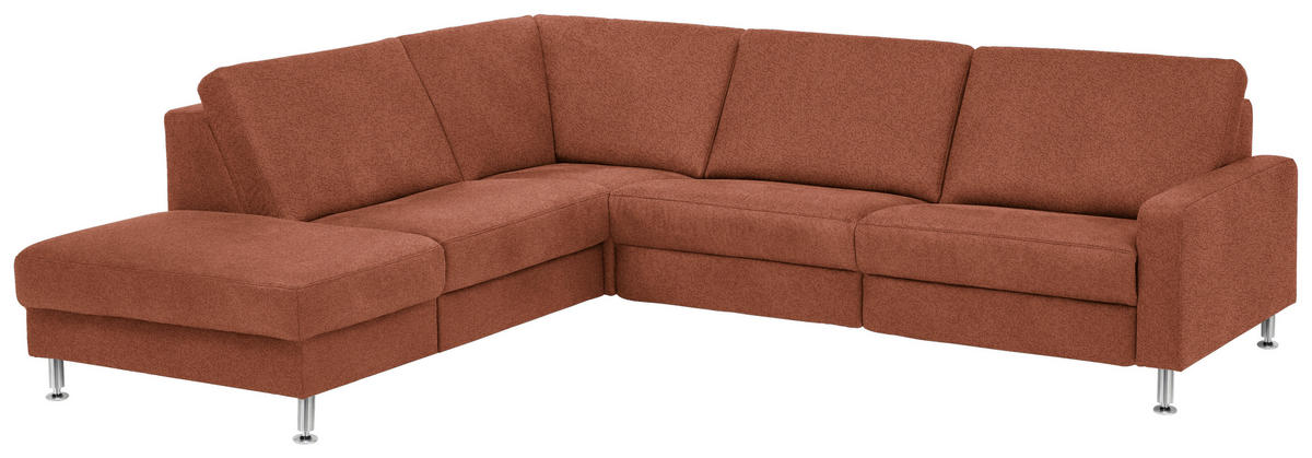 ECKSOFA in Mikrofaser Rotbraun  - Rotbraun/Alufarben, Design, Textil/Metall (242/275cm) - Dieter Knoll